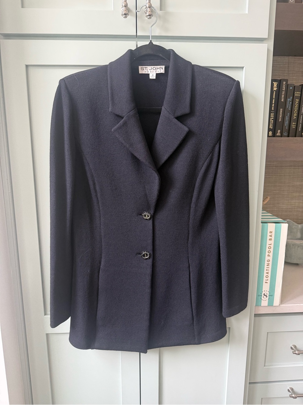 St. John Navy Knit Two-Button Blazer